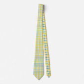 Teal and Yellow Plaid Pattern Necktie Tie Stropdas (Voorkant)