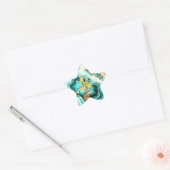 Teal Aqua Agate Gouden Modern Merklabel Ster Sticker (Envelop)