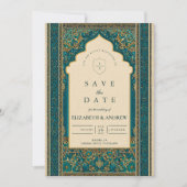Teal Arch Islamic Wedding Save The Date (Voorkant)