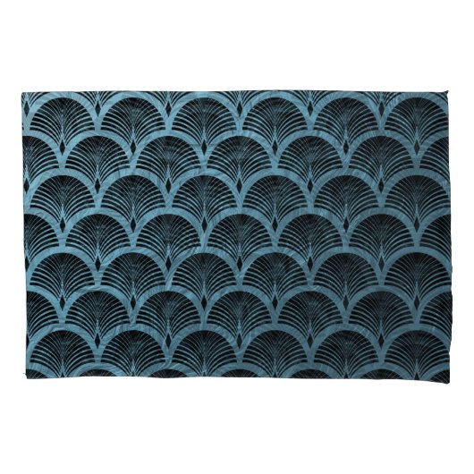 teal art deco fan pattern,teal,art deco,metallic,f kussensloop (Voorkant)