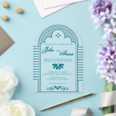 Teal Art Deco Vintage Clear Wedding Invitation (Insitu (Mariage))