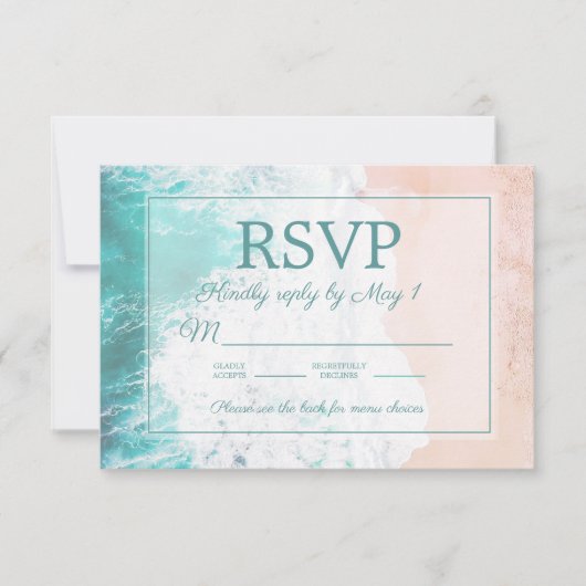 Teal Beach Ocean Sand Bruiloft RSVP #4 Kaartje (Voorkant)