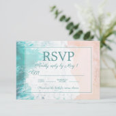 Teal Beach Ocean Sand Bruiloft RSVP #4 Kaartje (Staand voorkant)
