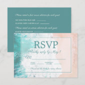 Teal Beach Ocean Sand Bruiloft RSVP #4 Kaartje (Voorkant / Achterkant)