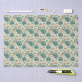 Teal & Beige Beach Shells Pattern Decoupage Tissuepapier (Craft)