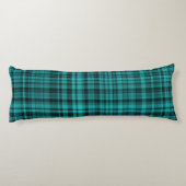 Teal Black Plaid Pattern Lichaamskussen (Achterkant)