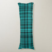 Teal Black Plaid Pattern Lichaamskussen (Voorkant Verticaal)