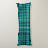 Teal Black Plaid Pattern Lichaamskussen (Achterkant (Verticaal))