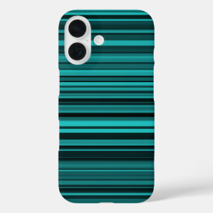 Teal Black Stripes iPhone 16 Hoesje