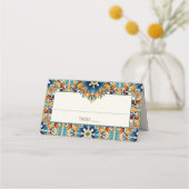 Teal Blauw bruine vintage talavera bruiloft (Voorkant)