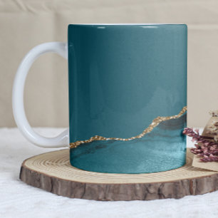 Teal Blauwe Goud Agaat Koffiemok