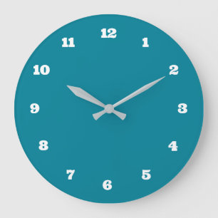 Teal Blauwe Klok Kies Je Kleur en Nummer Lettertyp