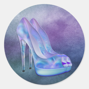 Teal Blauwe Lavendel Paarse Hoge Hak Schoenen Stic Ronde Sticker
