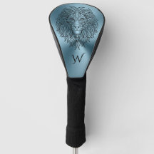 Teal Blauwe Mandala Leeuwenkop Monogram Initiaal