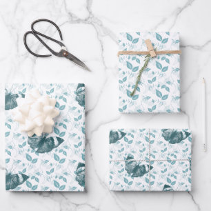 Teal Blauwe Vlinders Verjaardag Inpakpapier Vel