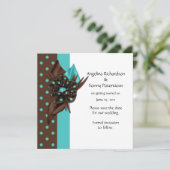 Teal Bleu et Marron à Points Save The Date (Debout devant)