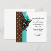 Teal bleu et marron à pois Save The Date (Devant / Derrière)