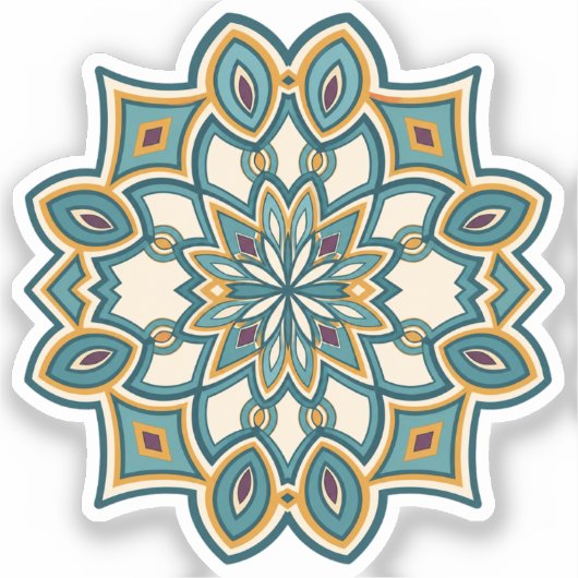 Teal Bloem Mandala Sticker (Voorkant)