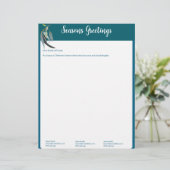 Teal Blue and Green Christmas Letter w' Photos Briefhoofd (Staand voorkant)