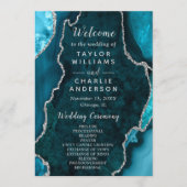Teal Blue and Silver Agate Wedding Program Programma (Voorkant)
