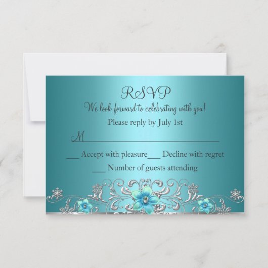 Teal Blue Argent Tourbillon Floral RSVP (Devant)
