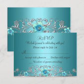 Teal Blue Argent Tourbillon Floral RSVP (Devant / Derrière)