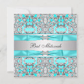 Teal Blue Bat Mitzvah Kaart (Voorkant)