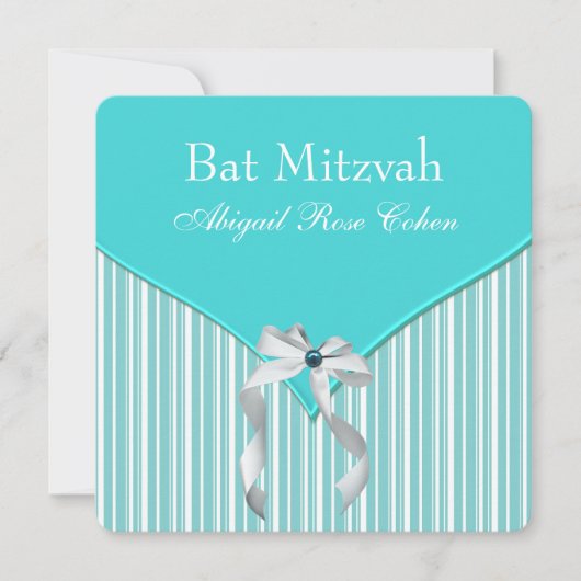 Teal Blue Bat Mitzvah Kaart (Voorkant)