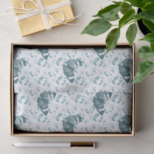 Teal Blue Butterflies Birthday Tissuepapier (Geschenk)