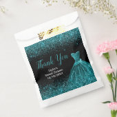 Teal Blue Dress Faux Glitter Sweet 16 Birthday Bedankzakje (Gezegeld)