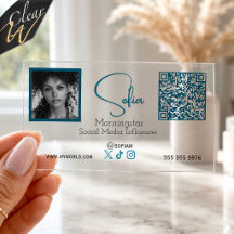 Teal Blue Foto QR Code  Social Media Influencer