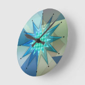 Teal Blue Geometric Harlequin  Ronde Klok (Hoek)