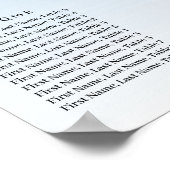 Teal Blue Glitter Birthday Alphabetic Seating Plan Poster (Hoek)