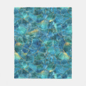 Teal Blue Marble Texture with Gold Veins Fleece Deken (Voorkant)