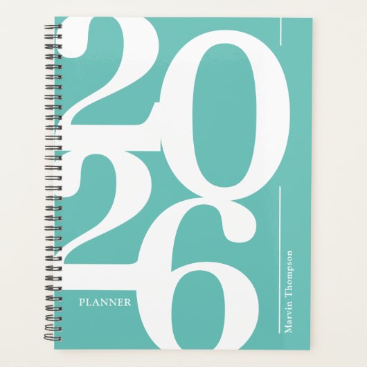 Teal Blue Naam 2026 Planner (Voorkant)