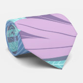 Teal Blue Pink Floral Illustration Pattern Stropdas (Opgerold)