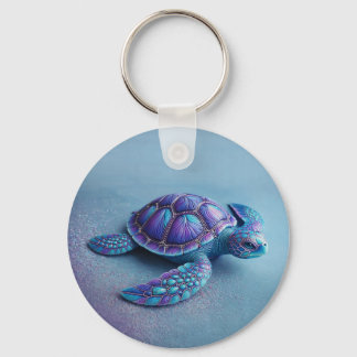 Teal Blue Purple Turtle Colorful Sea Turtle Sleutelhanger