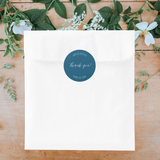 Teal Blue Stylized Wedding Thank You Ronde Sticker
