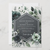 Teal Botanical Bloom Wedding Kaart (Voorkant)