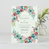 Teal Bountiful Spring Wedding Kaart (Staand voorkant)