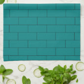 Teal Brick Design Theedoek (Gevouwen)