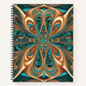 Teal & Bronze Luxe Bloom | Abstract Fractal Spiral Notitieboek (Voorkant)