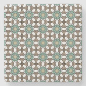 Teal, brown and white geometric pattern  stenen onderzetter (Voorkant)