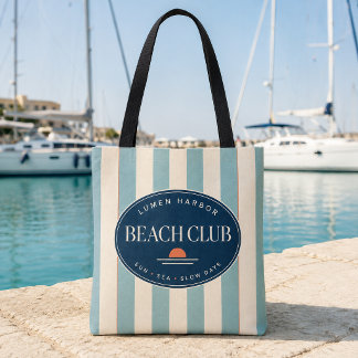 Teal Cabana Gestreepte Strandtas Draagtas