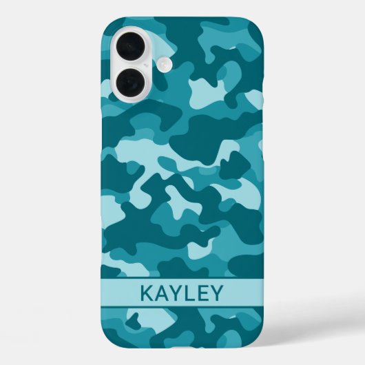 Teal Camouflage Personalized Case-Mate iPhone Case (Achterkant)
