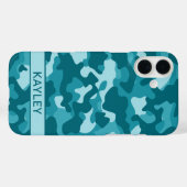 Teal Camouflage Personalized Case-Mate iPhone Case (Achterkant (horizontaal))