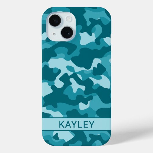 Teal Camouflage Personalized Case-Mate iPhone Case (Achterkant)