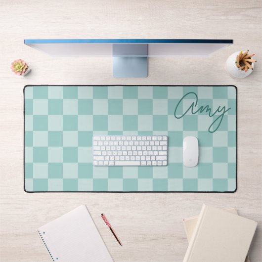 Teal Checkers Monoline Naam Bureaumat (Kantoor 1)