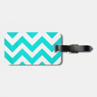 Teal Chevron Bagage Label met Leren Band