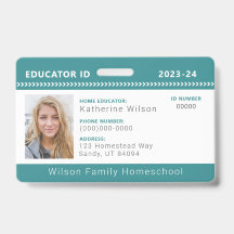 Teal Chevron Homeschool Onderwijs ID Badge